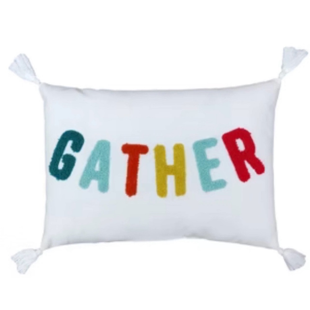 2 Pack - Target "GATHER" Decorative Pillow 14x10" with Tassels - New & Sealed!